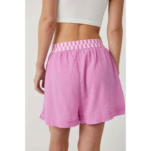 New Free People Sleep Talk Boxer Shorts in Pink Vibrant Flower Size L - Picture 4 of 9